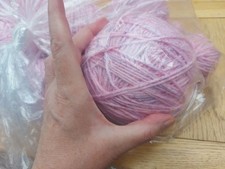 Six Large Balls of Pink and White Fleck Wool by Sirdar Knitting Yarn