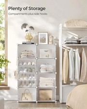 Interlocking Shoe Rack, Plastic Shoe Storage Cabinet, 8-Slot Modular