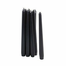 Bolsius 10 Black Non Drip Dinner Taper Candles, 25cm, 7.5hrs