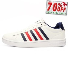 K Swiss Court Tiebreak Mens Classic Casual Leather Retro Sneakers Trainers White