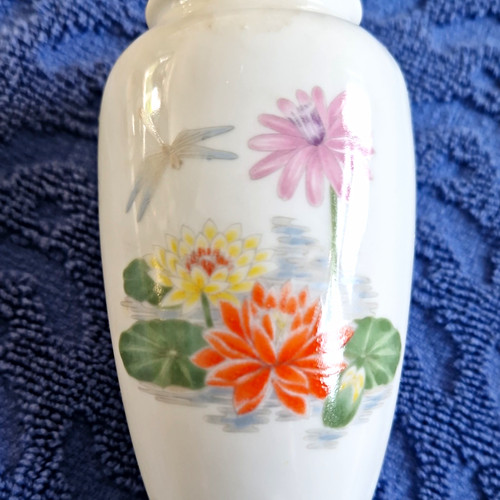 White floral pattern bud vase - floral,
