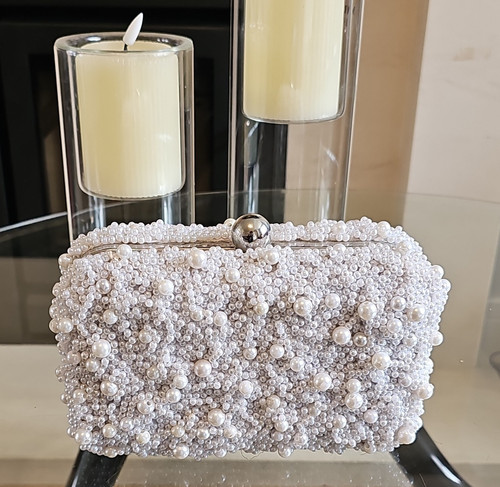 White faux pearl beaded - faux,