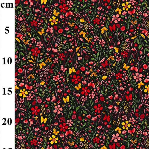 Red floral fabrics 100 cotton - red,