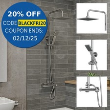 Affine Bathroom Thermostatic Mixer Shower Set Square Chrome Exposed Valve