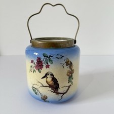 Vintage Antique Ceramic Biscuit Barrel Lancaster 20s 30s Kookaburra Birds Vase