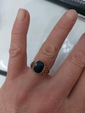 Yellow Gold Onyx Signet Ring 9ct 2g Size N