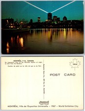 Skyline Night View Montreal Canada Postcard