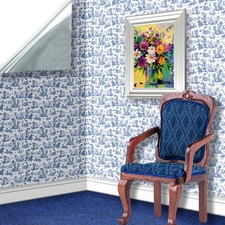 Dolls House Wallpaper, Blue