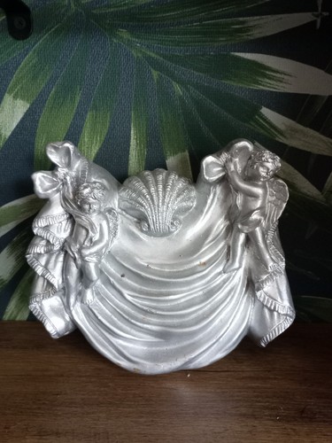 Two hearts silver gold cherub - two,
