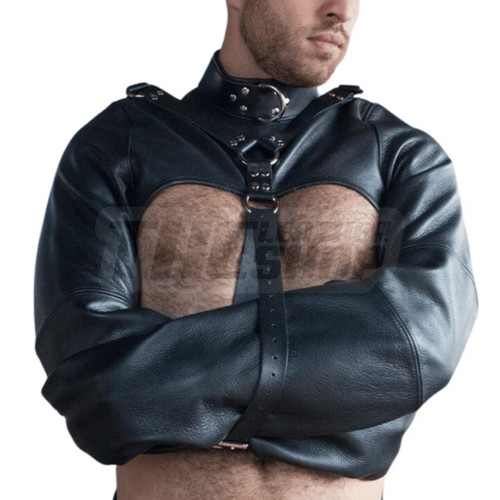 Leather open chest straight - open,