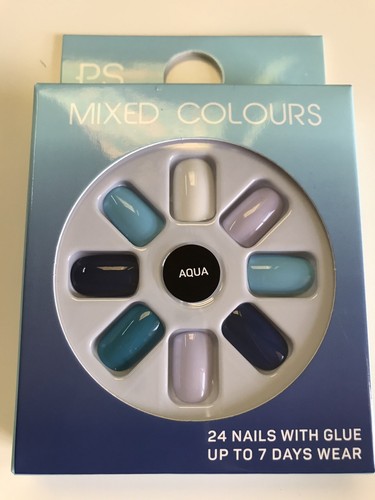 Aqua mixed colours false nails - colours,