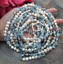 White baroque pearl blue - white,