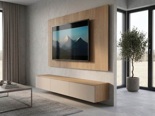 Modern floating media wall - floating,