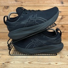 Asics Trainers Mens Size UK 8 Gel Nimbus 25 Triple Black Knit Road Running Shoes