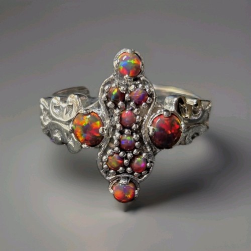 Red fire opal - red, 925