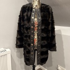 A915 ZARA TRINNY FAUX FUR BROWN COAT REAL LEATHER LAMBSKIN JACKET BLAZER - XS