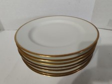 7  HAVILAND LIMOGES FRANCE WHITE CHINA WITH GOLD TRIM SALAD PLATES