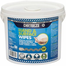 Dirteeze Hand + Surface Wipes 225 Wipes Kills Bacteria Without Water (Exp 04/22)
