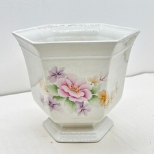 Hexagonal Floral Ceramic Planter Pot Garden Decor Vase