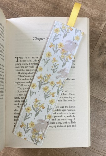 Handmade fabric bookmark hares - handmade,