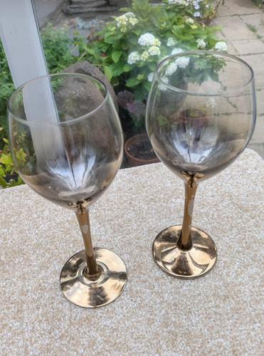 Pair wine glasses gold - glasses,