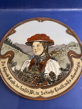 Mettlach Black Forest Girl. Etched Plaque. 9". Villeroy & Boch.  No. 2713.C 1900