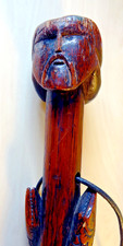 Antique wooden walking stick 36.25 inches long with two  carved snakes 