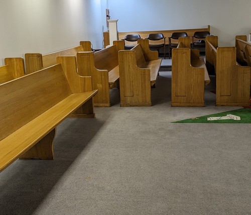 Antique solid oak church pews - oak,