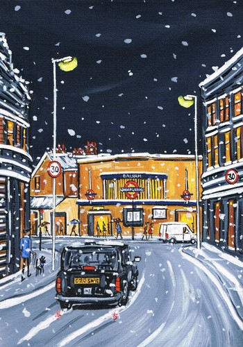 Print balham snowy night - print,