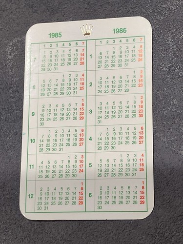 Genuine rolex calendar card - rolex,