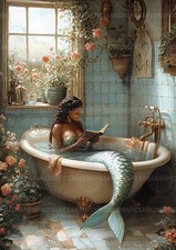 Mermaid Art Print Reading In