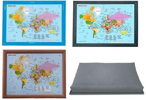 Large wooden world map - large, lap