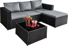 Rattan 4 seater L shape sofa set Black Rattan