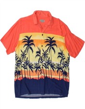 LECANTO Mens Short Sleeve Shirt 2XL Multicoloured Colourblock Hawaiian BB06