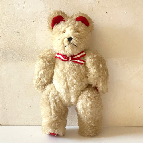 Antique white red teddy - antique,