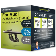 Towbar detachable for AUDI A3 Hatchback 08- + 13pin spec. electrical-kit CAR