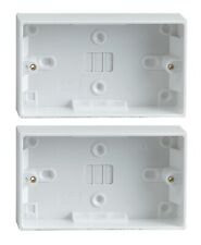 2 x 32mm 2 Gang Double Surface Mount Pattress Back Box 13A Socket Plug Switch 