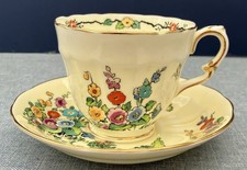 Vintage Crown Staffordshire Hollyhocks Cup And Saucer F12917