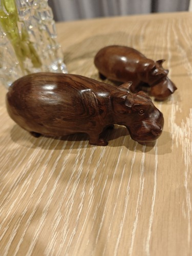 Pair hand carved wooden - pair,