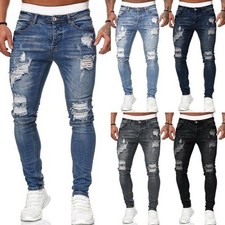 Mens Denim Ripped Jeans Skinny