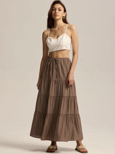 Brown maxi skirt - brown,