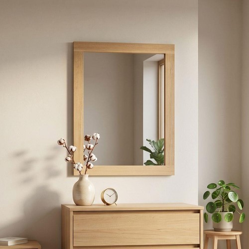 Solid oak wall mirror - oak,
