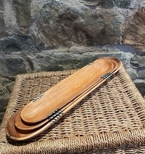 African Long Wooden Bowls Set of 3 Hand Carved (15 inch)