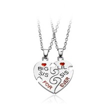 Big Sis Necklace Lil Sis Forever Little Sister BFF Best Friends 2 Pc Set Jewelry