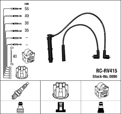 0890 ngk ignition cable kit - cable,