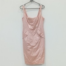 Adolfo Dominguez Pencil Party Dress UK14 Light Pink Satin Back Window FLT29-CD