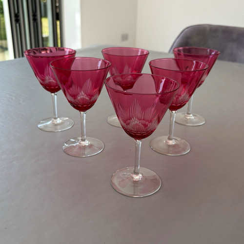 Pink cut glass martini - pink,