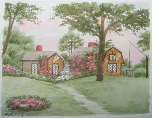 Vtg miniature 4x5 watercolor - vtg,