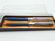 Papermate Profile Blue & Chrome Ballpoint & Pencil Set, CT, Needs Ink, Box *MINT