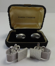 Vintage Shirt Cufflinks Silver Mixed Chainmail BOHO London Unisex Adult 2 Sets